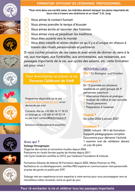 Programme de Cours de formation de Celebrant de vie